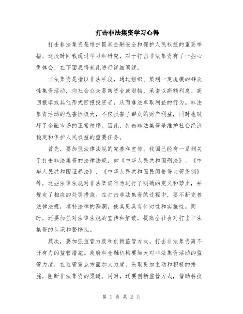 打击非法集资学习心得