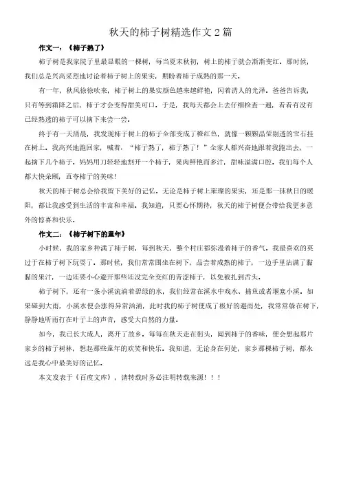 秋天的柿子树 精选作文2篇