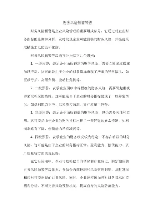 财务风险预警等级