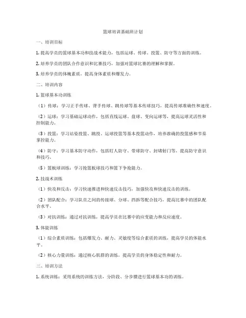篮球培训基础班计划