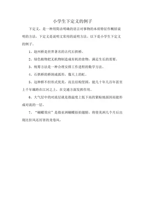 小学生下定义的例子