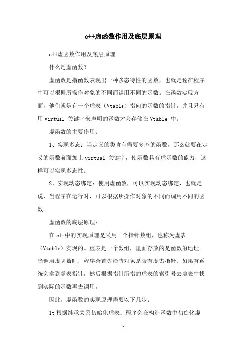 c++虚函数作用及底层原理