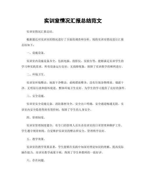 实训室情况汇报总结范文
