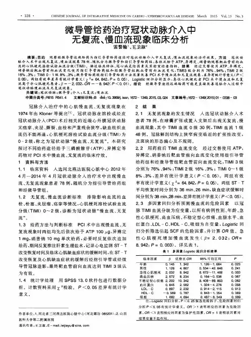 微导管给药治疗冠状动脉介入中无复流、慢血流现象临床分析