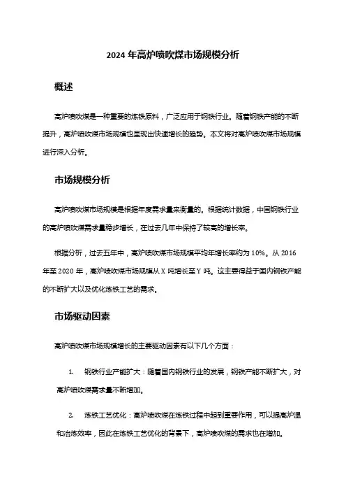 2024年高炉喷吹煤市场规模分析