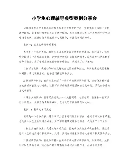 小学生心理辅导典型案例分享会