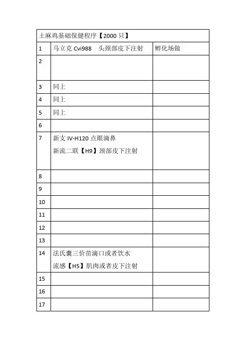 慢麻鸡免疫及保健基础程序