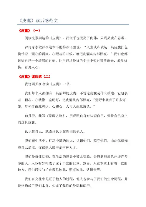 《皮囊》读后感范文