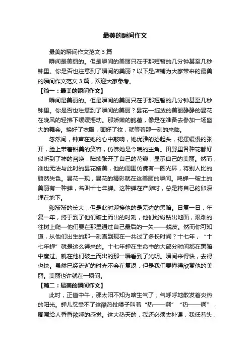 最美的瞬间作文范文3篇
