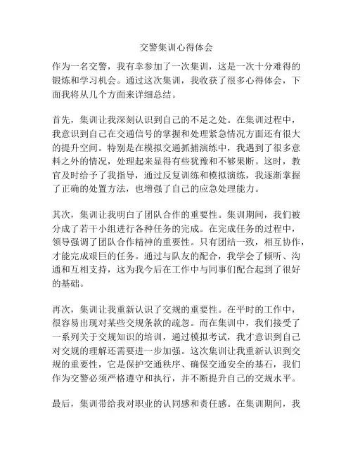 交警集训心得体会
