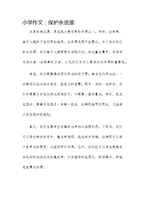 小学作文保护水资源
