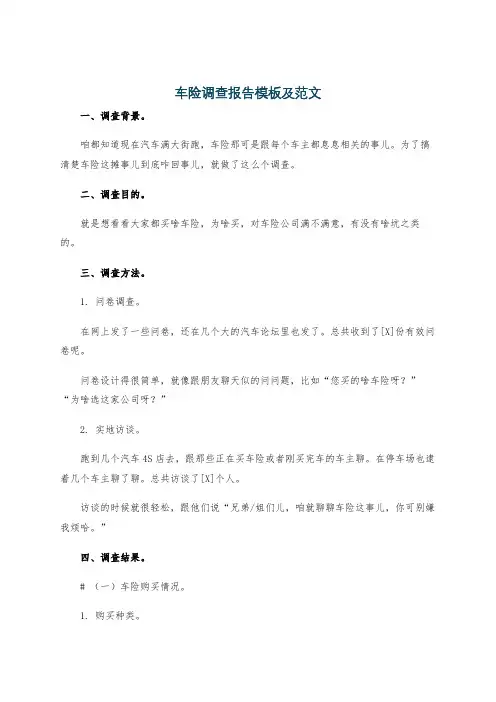 车险调查报告模板及范文