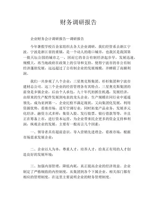 财务调研报告