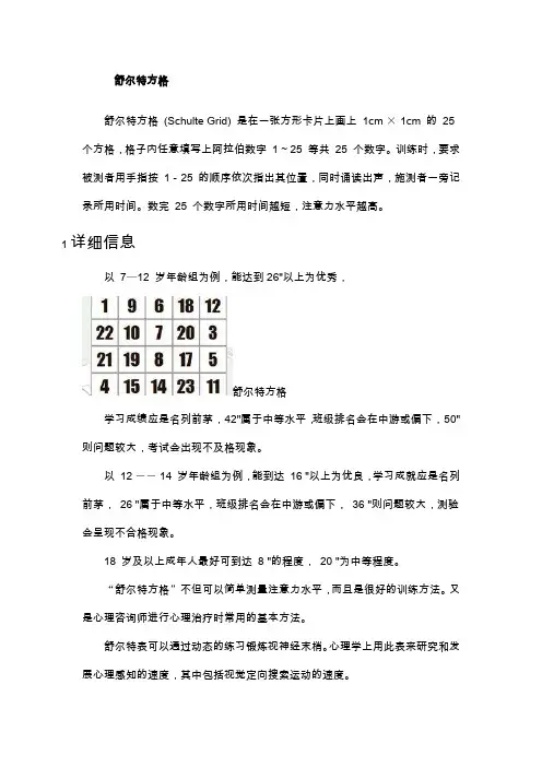 舒尔特方格注意力训练法