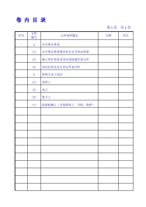 安全资料卷内目录(根据安监站要求所做)