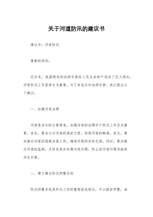 关于河道防汛的建议书