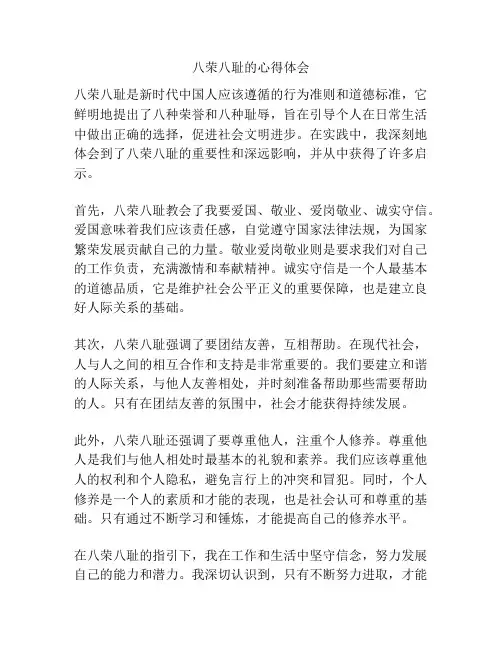 八荣八耻的心得体会