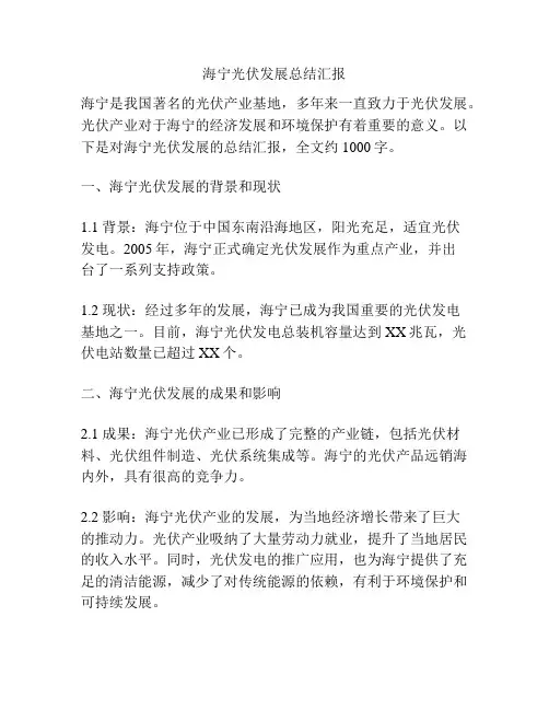 海宁光伏发展总结汇报