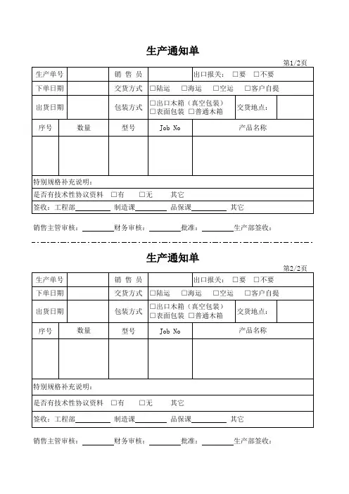 生产通知单模板