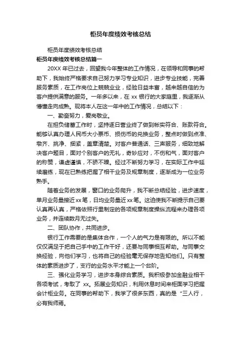 柜员年度绩效考核总结
