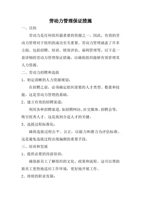 劳动力管理保证措施