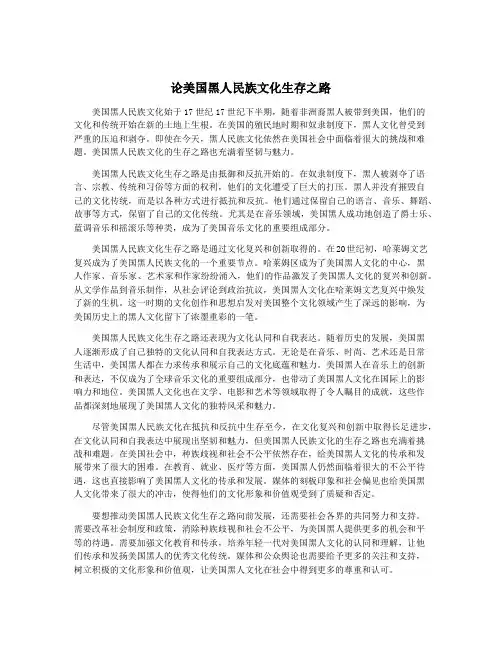 论美国黑人民族文化生存之路
