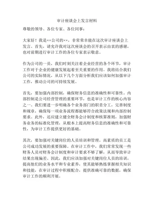 审计座谈会上发言材料