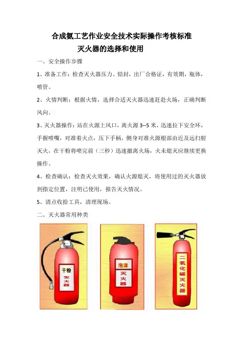 灭火器的选择和使用---合成氨工艺实际操作考核标准