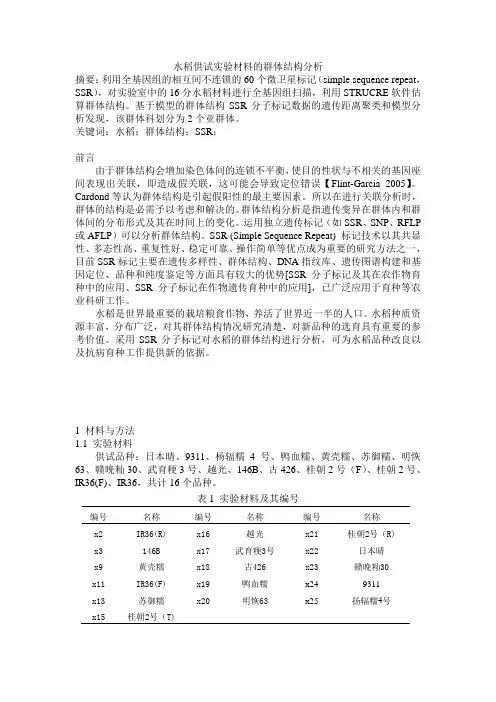 16分水稻实验材料的群体结构分析
