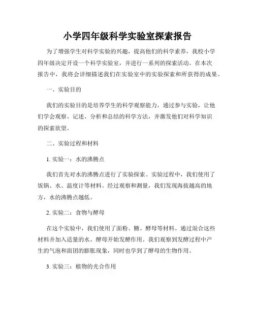 小学四年级科学实验室探索报告