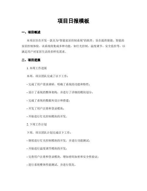 项目日报模板