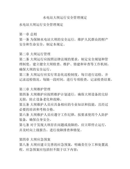 水电站大坝运行安全管理规定