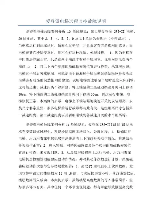 爱登堡电梯远程监控故障说明