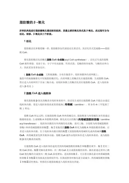 脂肪酸的β氧化