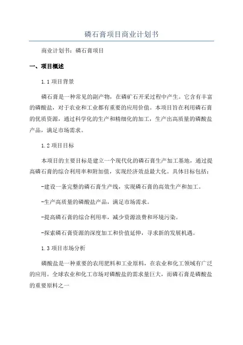 磷石膏项目商业计划书