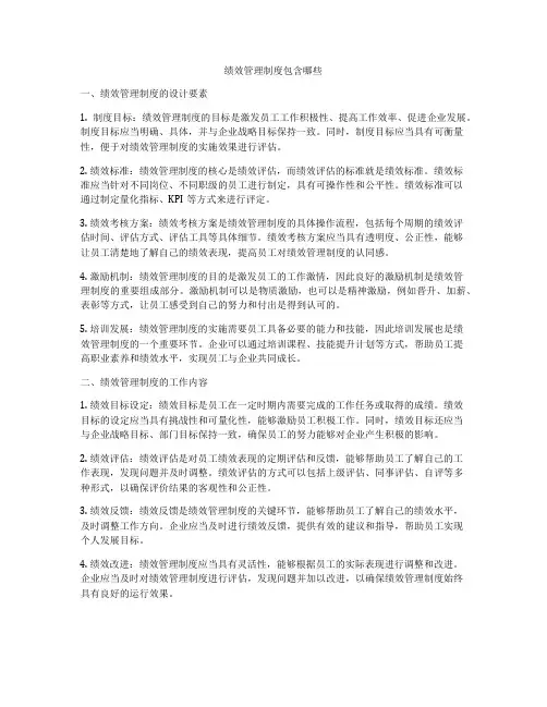 绩效管理制度包含哪些