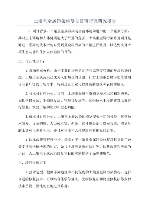 土壤重金属污染修复项目可行性研究报告