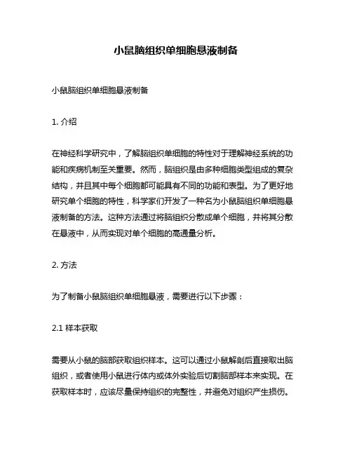 小鼠脑组织单细胞悬液制备