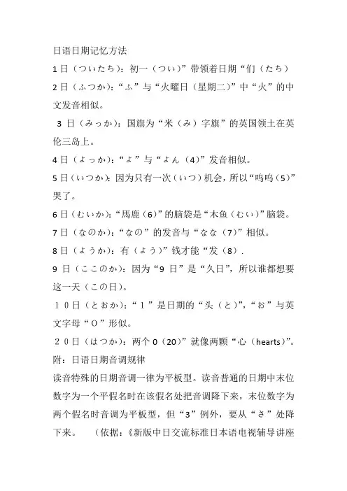 日期星期背诵口诀