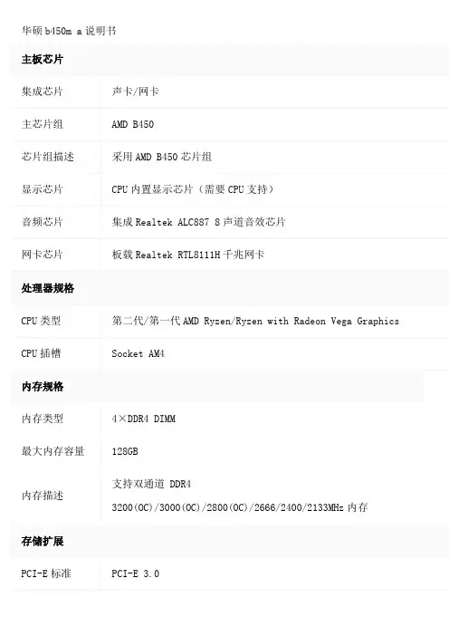 华硕b450m a说明书