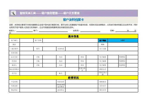 客户资料档案卡