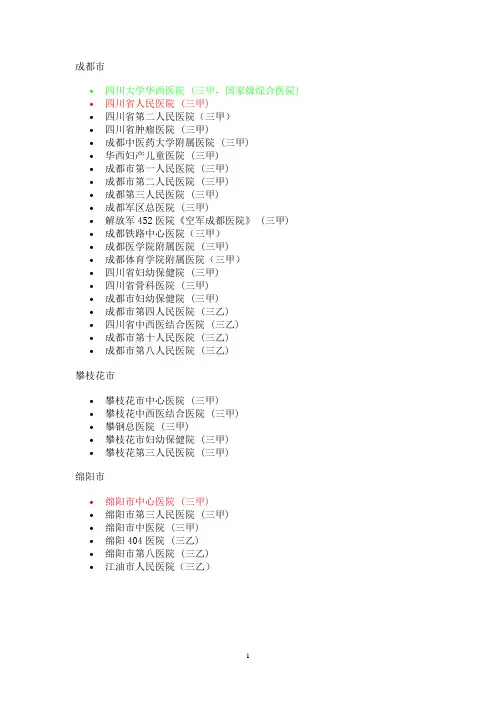 四川省三甲医院全搜索