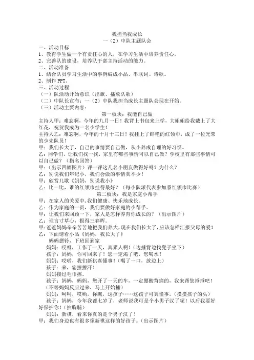 我担当我成长一2中队主题队会