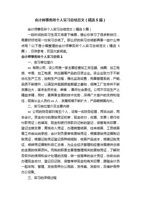会计师事务所个人实习总结范文（精选5篇）