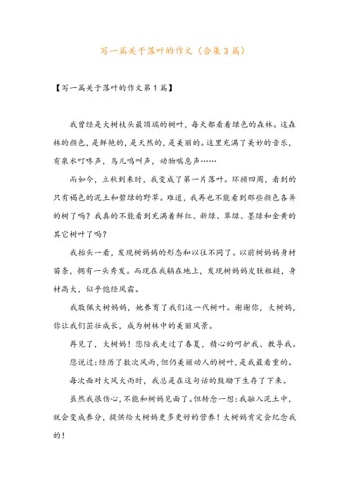 写一篇关于落叶的作文(合集3篇)