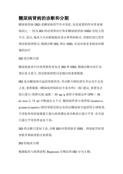 糖尿病肾病的诊断和分期