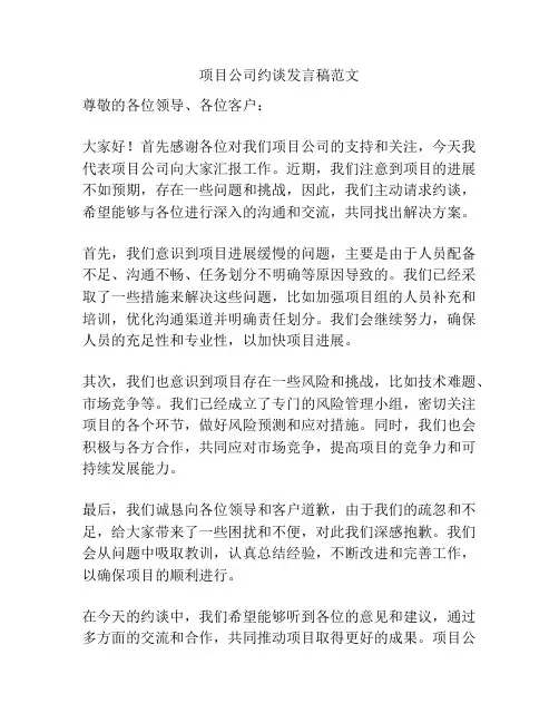 项目公司约谈发言稿范文