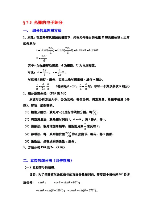 光栅的电子细分原理和方法