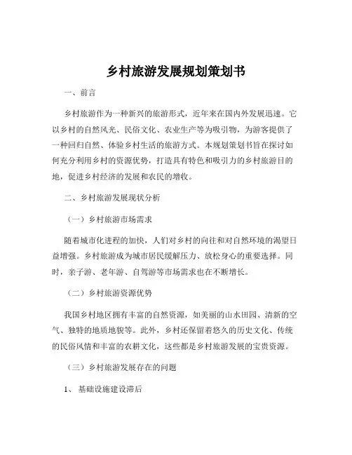 乡村旅游发展规划策划书