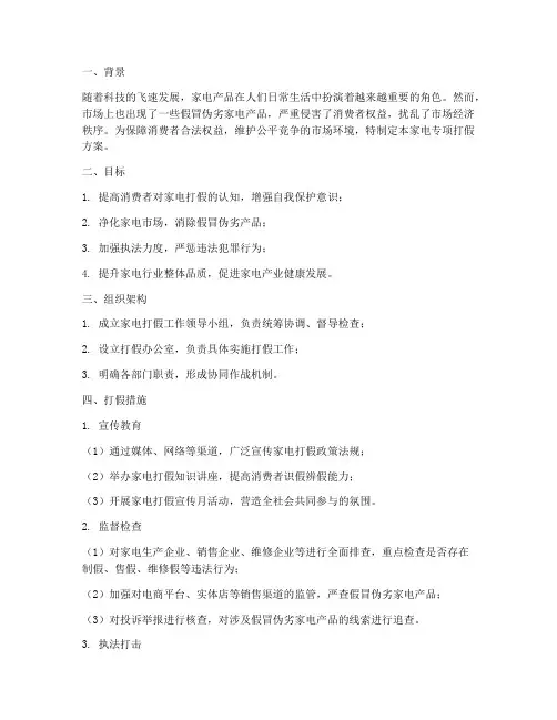 家电专项打假方案